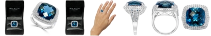 EFFY Collection EFFY&reg; London Blue Topaz (12-1/3 ct. t.w.) & Diamond (1-1/5 ct. t.w.) Halo Statement Ring in 14k White Gold